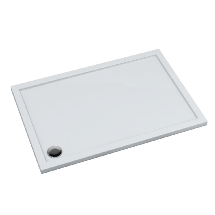 Schedline Brodzik kompozytowy Stabilsound Plus® Estima 80x150x5 cm, prostokątny z odpływem w narożniku, Gwarancja 15 lat